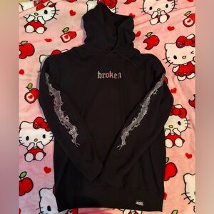 Broken Promises Silver Glittery Hoodie
